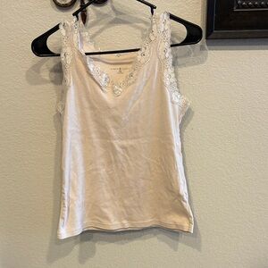 Karen Scott Cream Lace Tank Top